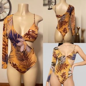 Fashion Nova- One Sleeve Mustard Bodysuit